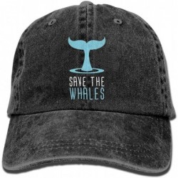 Baseball Caps RZM YLY's Save The Whales Unisex Adult Vintage Washed Denim Adjustable Baseball Cap - Black - CU186LGHAQS $13.82