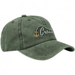 Baseball Caps Anchor Embroidered Cotton Washed Dad Hat Distressed Retro Baseball Hat - Retro Green - C718O2C3RL0 $28.87