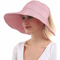 Sun Hats Womens Wide Brim Sun Hat with UV Protection Packable Floppy Summer Beach Hat - Pink - C21949D037M $22.01