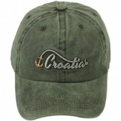 Baseball Caps Anchor Embroidered Cotton Washed Dad Hat Distressed Retro Baseball Hat - Retro Green - C718O2C3RL0 $21.74