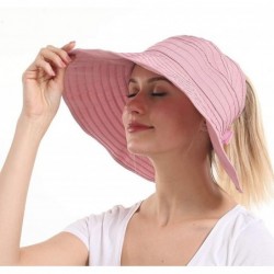 Sun Hats Womens Wide Brim Sun Hat with UV Protection Packable Floppy Summer Beach Hat - Pink - C21949D037M $25.73
