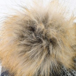 Skullies & Beanies Women Hat Faux Fur Pom Pom Winter Wool Beanie Thick Knit Snow Ski Cable Cap - Red - CB18L7W5OD7 $24.81