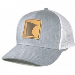 Baseball Caps Men's Minnesota Leather Patch Trucker Hat - Heather Grey/White - C218ZMCZMIG $55.75