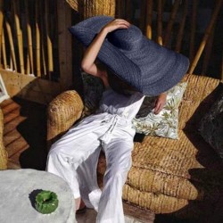 Sun Hats Oversized Fashion Outdoor Expanded Diameter - Navy - CA18XQTQZZ2 $67.91