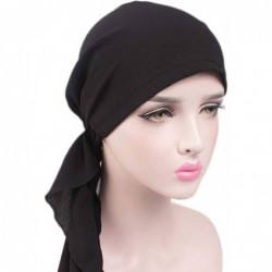 Skullies & Beanies Chemo Cap-Turban Headwear-Multi Function Headwrap and Chemo Hats for Hairloss - 217-solid Black - C3187ETC...