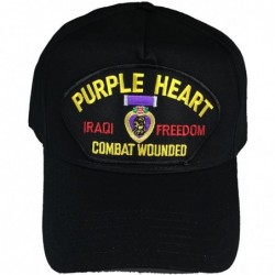 Sun Hats Purple Heart Combat Wounded Iraqi Freedom Veteran OIF HAT - Black - Veteran Owned Business - CB12K75BGAL $25.80