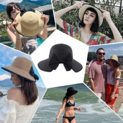 Sun Hats Women Straw Hats Wide Brim Foldable Packable Roll up Cap Summer UV Protection Beach Sun Hat UPF50+ - B-black - C1196...