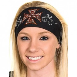 Headbands Wide Headbands for Women - Biker Chick Head Wrap - Biker Cross - Orange - CL11IXLGF9Z $32.63