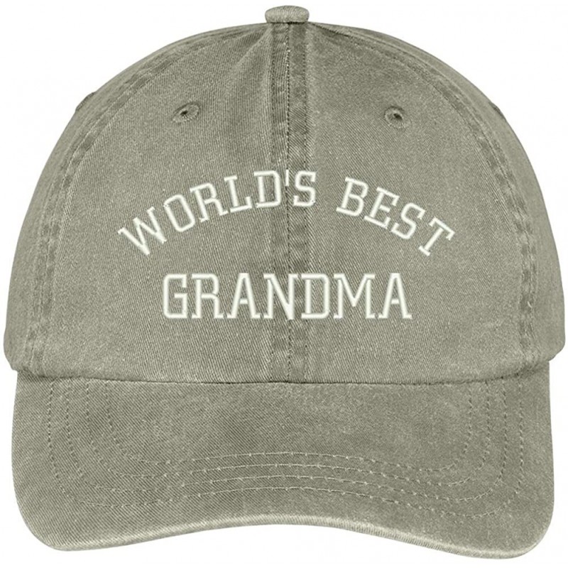 Baseball Caps World's Best Grandma Embroidered Pigment Dyed Low Profile Cotton Cap - Khaki - CW12GPQXX5N $35.58