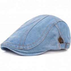 Newsboy Caps Men's Linen Duckbill Ivy Newsboy Hat Scally Flat Cap - Jean Light Blue - CI18I5C4XOA $27.66