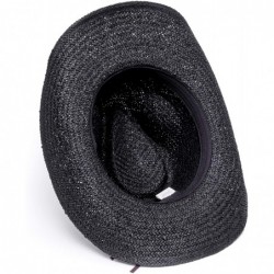 Cowboy Hats Old Stone Straw Cowboy Cowgirl Hat for Men Women Wide Brim Sun Hat Western Style - Chole Black - C318TAS9RKI $52.34