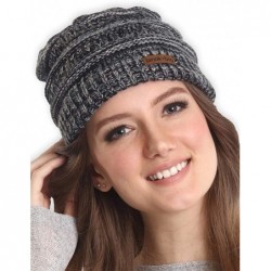 Skullies & Beanies Cable Knit Beanie for Women - Warm & Cute Multicolored Winter Knitted Caps for Cold Weather - Monochrome -...