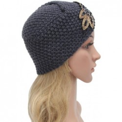 Skullies & Beanies Women Hat- 2018 Fashion Womens Winter Warm Diamond Knit Crochet Hat Braided Headdress Cap - Dark Gray - CK...