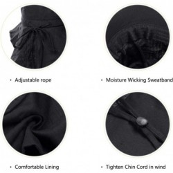 Sun Hats Women Sun Hats UV Protection Wide Brim Cotton Hiking Hat Bucket Hat with String - Black - CH194ETMS0Z $24.03