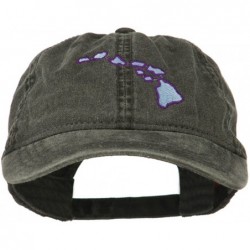 Baseball Caps Hawaii State Map Embroidered Washed Cap - Black - C811LJVG325 $50.67