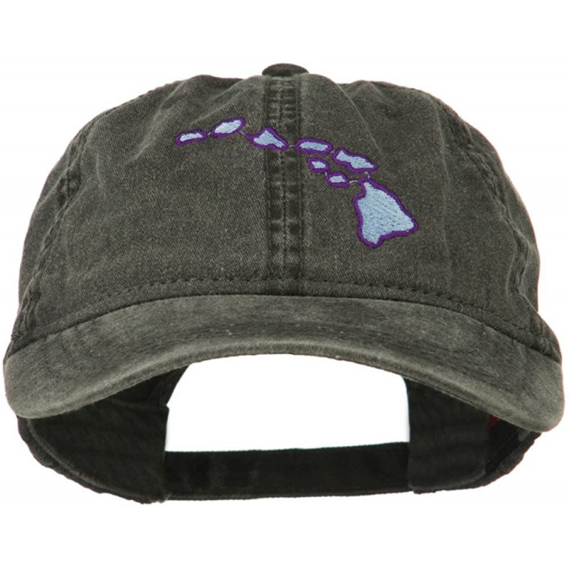 Baseball Caps Hawaii State Map Embroidered Washed Cap - Black - C811LJVG325 $44.19