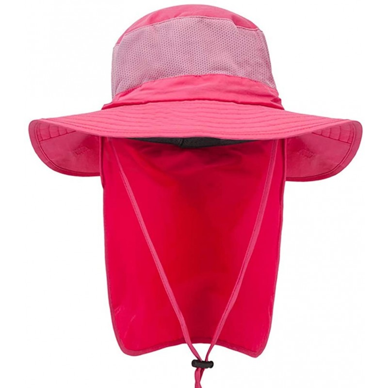 Sun Hats Fisherman Hat Sun Protection Hat Outdoor Wide Side Mesh Fishing Hat for Outdoor Fishing Hiking Travel - Rose Red - C...