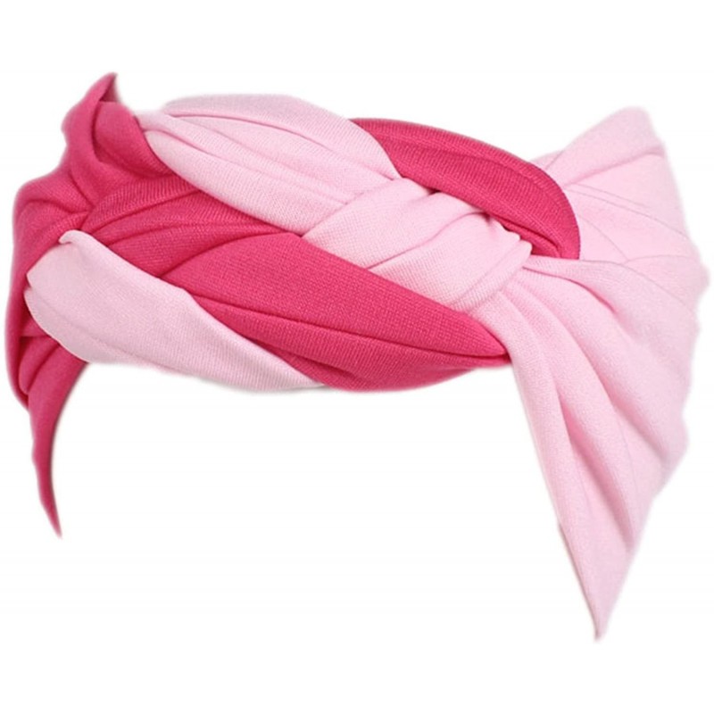 Headbands Women's Elastic Turban Head Wrap Floral Sports Headband Velvet Twisted Hair Band - Rose-pink - CM189TMR24M $20.39