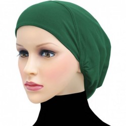 Skullies & Beanies Cotton Beanie Snood Large Hijab Chemo Cap - Forest Green - CW180Q8NLHX $28.42