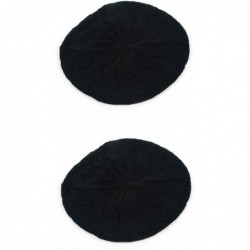 Berets Women's Fashion Knitted Beret Crochet Beanie 802HB - 2 Pcs Black & Black - CH12608LVOB $52.06