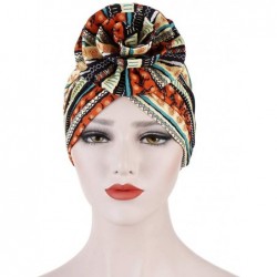 Skullies & Beanies Women Boho Flower Head Wraps Long Hair Scarf Turban Pre-tie Head Scarves - 5 - CF18WD9602T $27.40