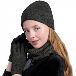Skullies & Beanies 3 Pieces Knitted Hat Set Winter Thick Warm Knit Hat + Scarf + Touch Screen Gloves - Gray - C118I04X0DY $32.24