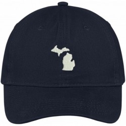 Baseball Caps Michigan State Map Embroidered Low Profile Soft Cotton Brushed Baseball Cap - Navy - CL17XE7NWRH $25.59