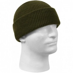 Skullies & Beanies Winter Knit Watch Cap 100% Wool Genuine GI Military Made in USA - Color Olive Drab - CP18I2SI4QQ $38.59