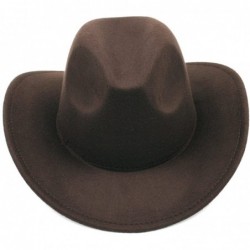 Cowboy Hats Women Men Felt Cowboy Hat Wool Blend Western Cowgirl Cap - Coffee - CP185XQ8ND0 $21.70