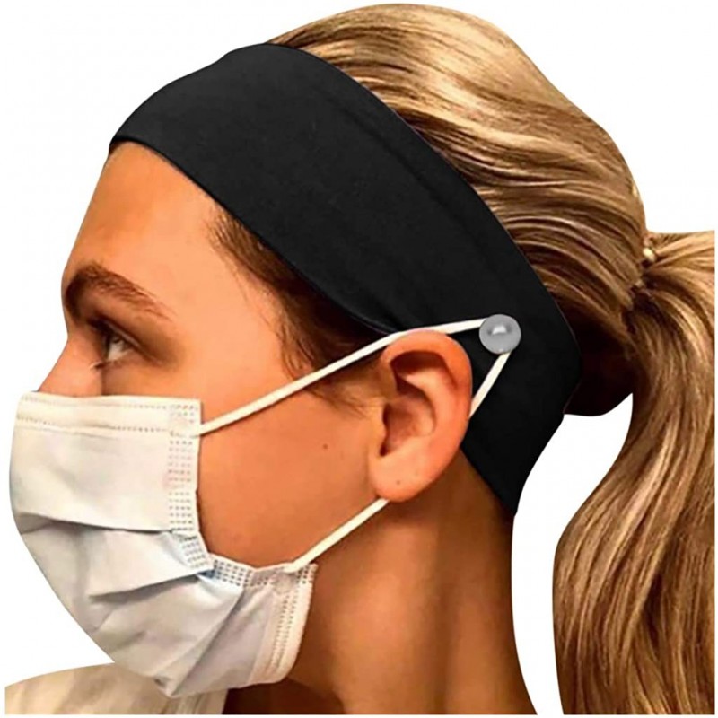 Balaclavas Button Headband for Nurses Women Men Yoga Sports Workout Turban Heawrap Face Cover Holder - Protect Your Ears - C7...