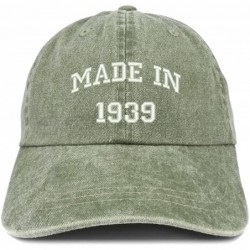 Baseball Caps Made in 1939 Text Embroidered 81st Birthday Washed Cap - Olive - CN18C7IZ08S $33.20