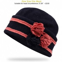 Bucket Hats Womens Bucket Hat for Winter 100% Wool Chemo Cap for Cancer Patient C021 - C022-black - C918ASNCOL9 $25.40