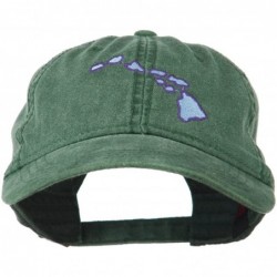 Baseball Caps Hawaii State Map Embroidered Washed Cap - Dark Green - C111LJVG8HZ $49.22