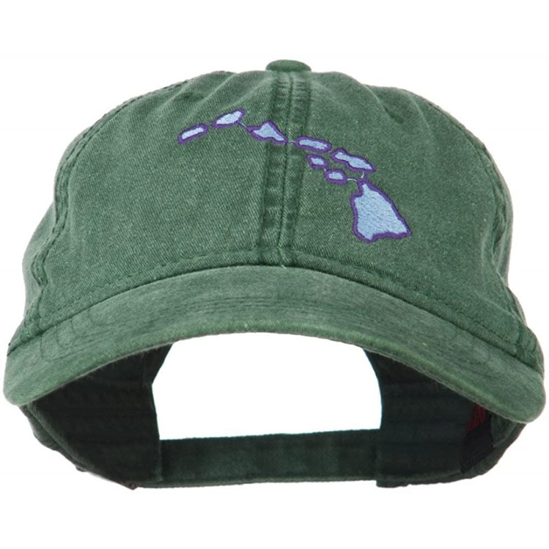 Baseball Caps Hawaii State Map Embroidered Washed Cap - Dark Green - C111LJVG8HZ $44.01