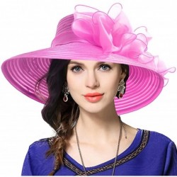 Bucket Hats Lady Derby Dress Church Cloche Hat Bow Bucket Wedding Bowler Hats - Wide Brim-rose - CF17YTDW26S $47.39