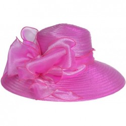 Bucket Hats Lady Derby Dress Church Cloche Hat Bow Bucket Wedding Bowler Hats - Wide Brim-rose - CF17YTDW26S $55.83
