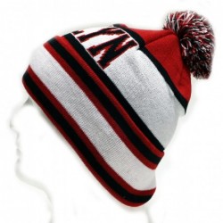 Skullies & Beanies Sk1130 Brooklyn Stripes Pom Pom Beanie Hats - Red/Black - CZ11PEEQUYJ $32.43