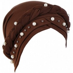 Skullies & Beanies Women India Hat Muslim Solid One Tail Chemo Beanie Scarf Turban Warm Wrap Cap - Coffee - CO18TN0GDDQ $24.61